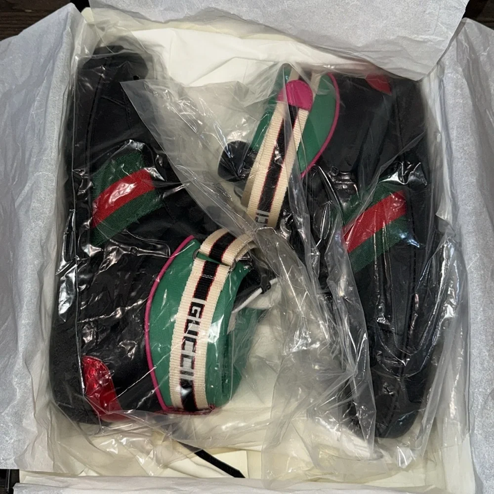 Gucci Leather Ace Stripe High Top Sneaker-523472-Authentic-NIB